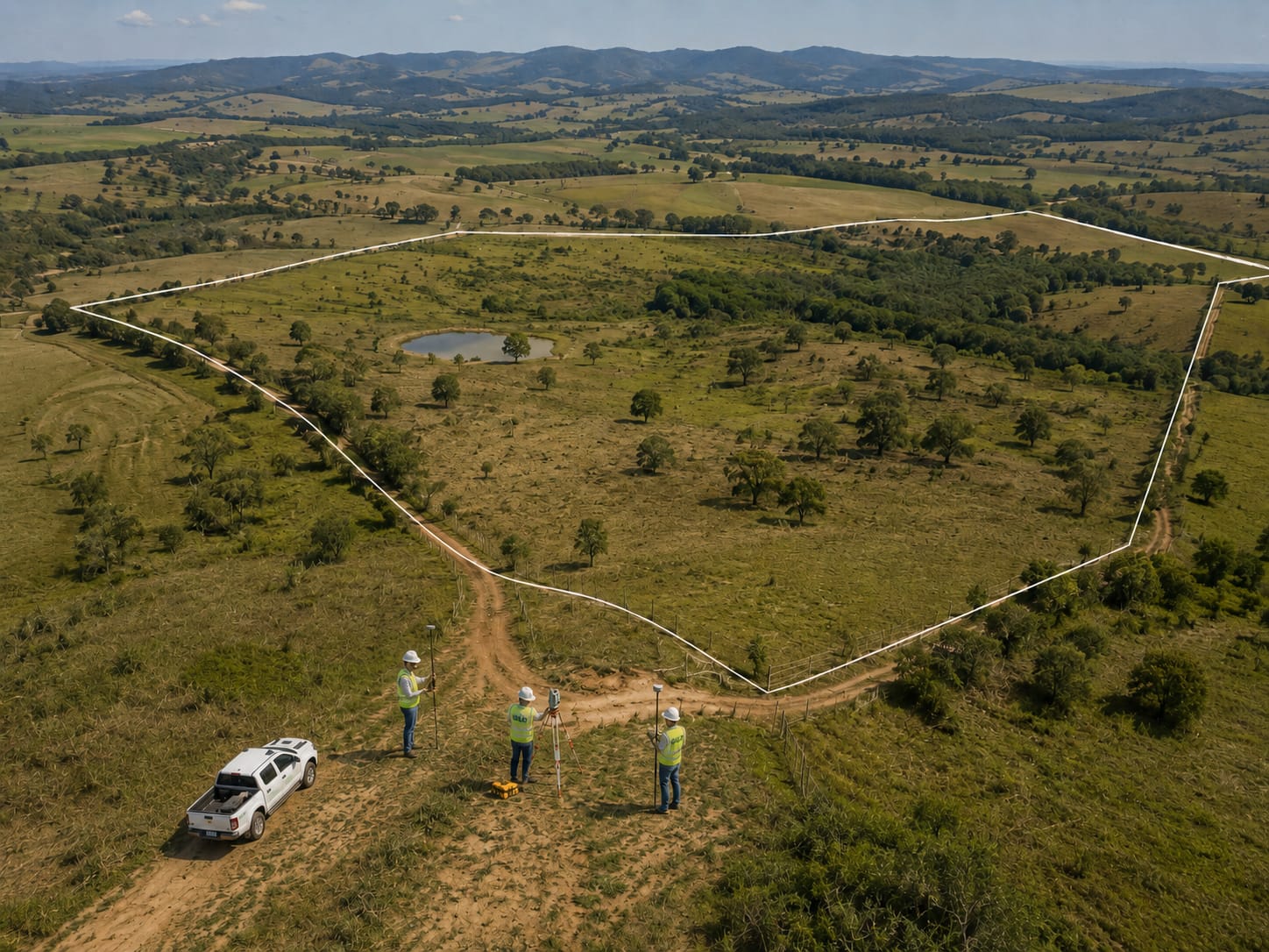 Georreferenciamento de imóvel rural com equipe técnica em campo